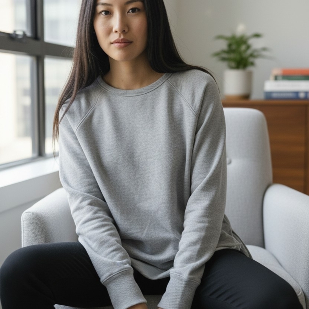 Athleta Coaster Luxe Recover Light Gray Sweatshirt